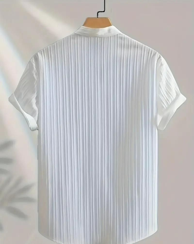 Men's Solid Retro Short Sleeves Button-Up Shirt Pack of 3.