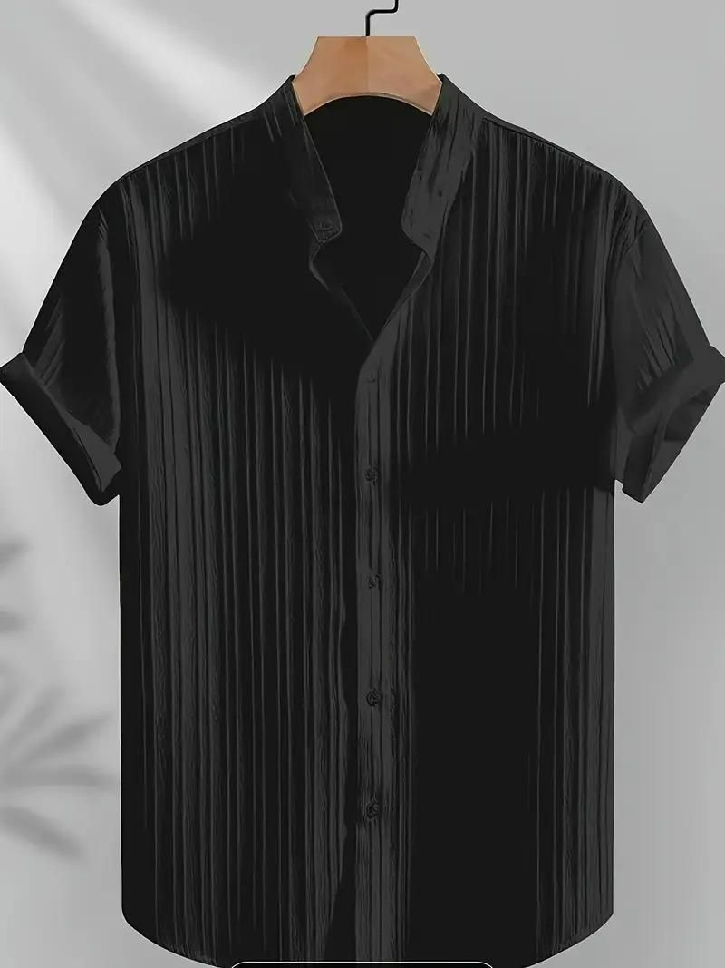 Men's Solid Retro Short Sleeves Button-Up Shirt Pack of 3.
