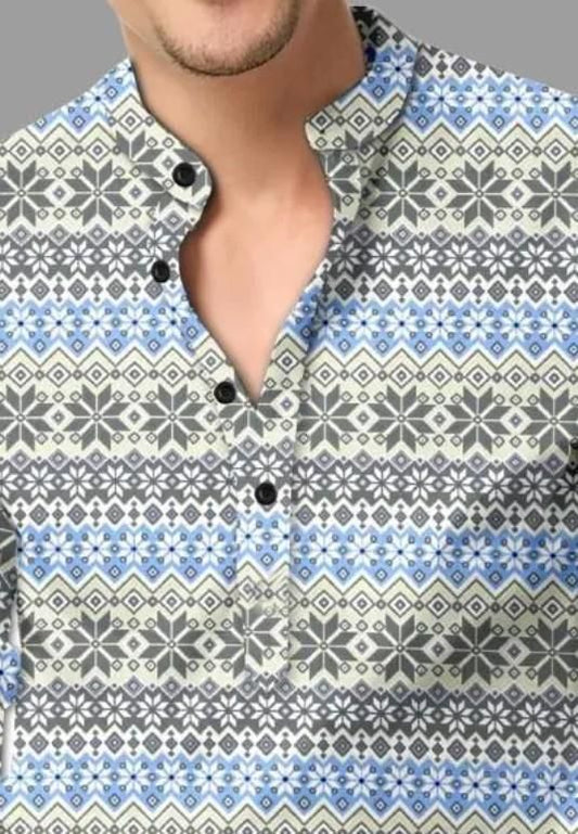 Men's Printed Spread Collar Casual Shirt Multicolor.