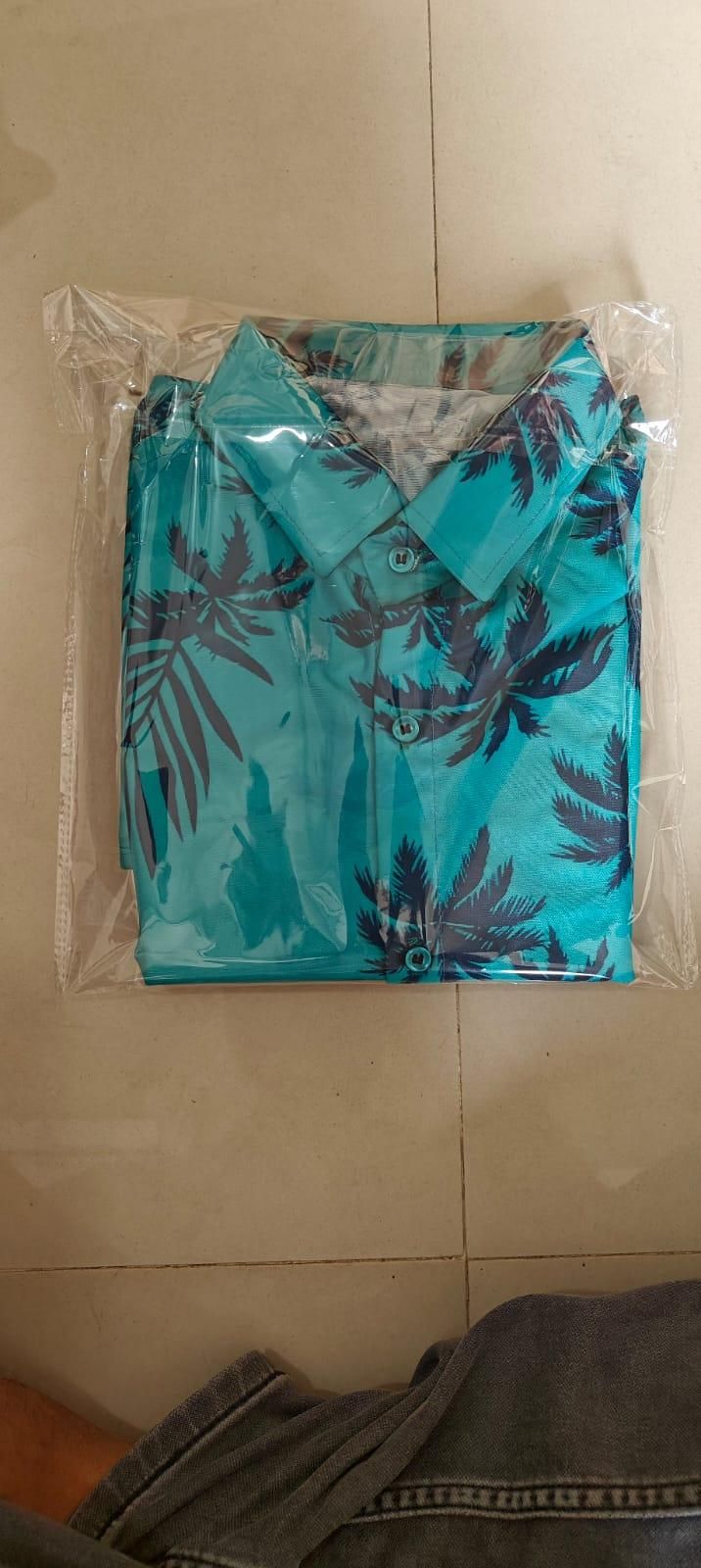 Men's Printed Casual Shirt – Aqua Blue.