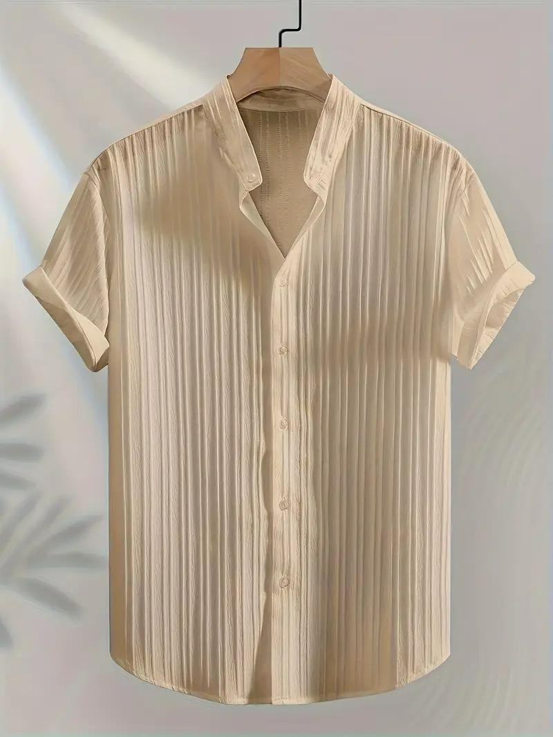 Men's Solid Retro Short Sleeves Button-Up Shirt Pack of 3.