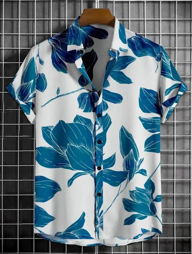 Men's Printed Half Sleeves Regular Collar Casual Shirt.