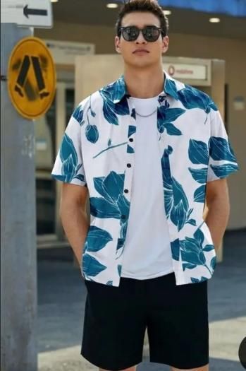 Men's Printed Half Sleeves Regular Collar Casual Shirt.