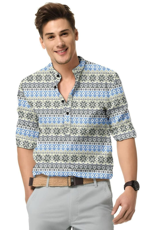 Men's Printed Spread Collar Casual Shirt Multicolor.