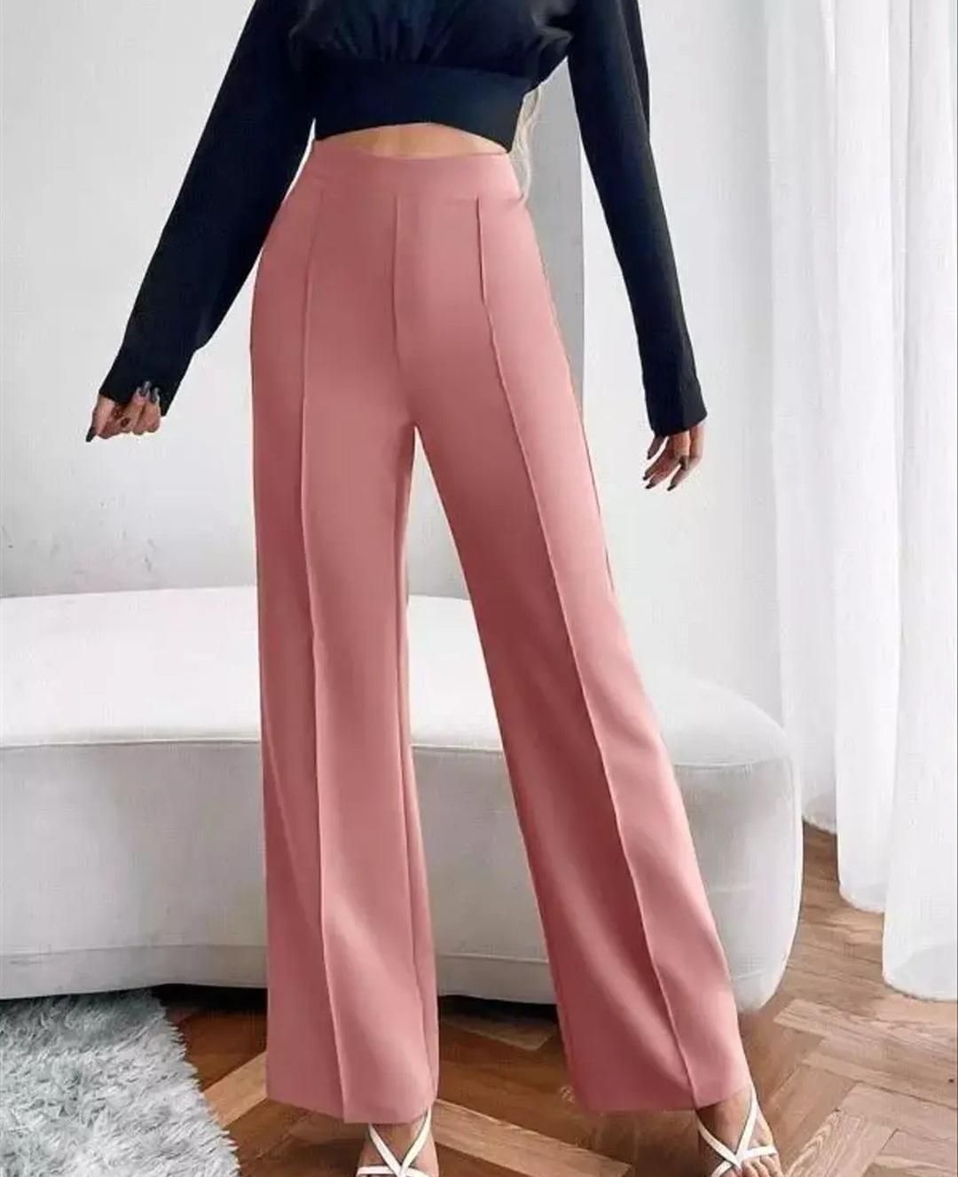 Women's Nontransparent Fabric Classic-Stylish Pant Pink.