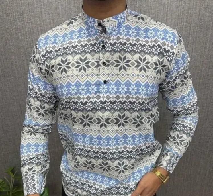 Men's Printed Spread Collar Casual Shirt Multicolor.