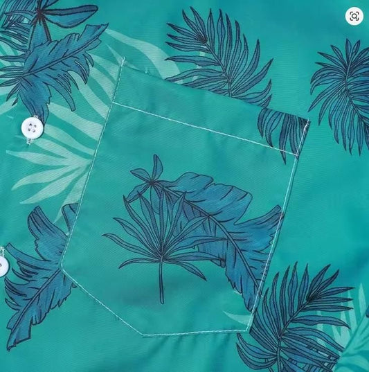 Men's Printed Casual Shirt – Aqua Blue.
